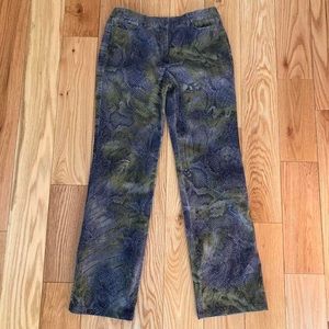 Tie Dye Snakeskin Carlisle Green Blue Reptile Print Y2K Paisley Sparkle Pants 6